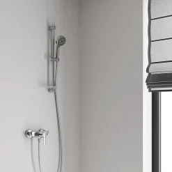 Kit de douche sans robinetterie avec douchette 3 jets + flexible + barre réglable Grohe Vitalio