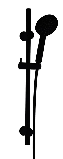 Kit de douche sans robintetterie avec douchette 3 jets + flexible + barre de douche, noir, Essebagno New Oneo