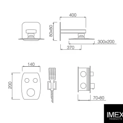 Kit de douche thermostatique encastre HIDRA noir mat