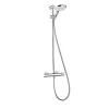 Kit de douche thermostatique avec douchette 3 jets + flexible + barre réglable, chrome, Hansgrohe My Select S 150
