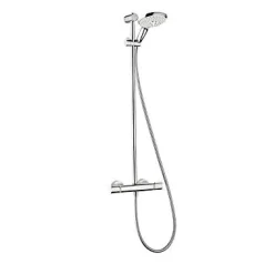 Kit de douche thermostatique avec douchette 3 jets + flexible + barre réglable, chrome, Hansgrohe My Select S 150