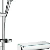 Kit de douche thermostatique avec douchette 3 jets + flexible + barre réglable, chrome, Hansgrohe Raindance Select S 150