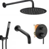 Kit de douche-baignoire encastrée REA Lungo Black + box