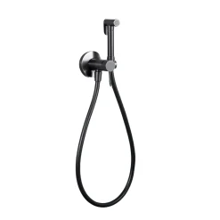 Kit Douchette anti-calcaire hygiénique encastrée WC ou Bidet Salle de Bain Black Gun Métal IMEX LINE RDD038/BGM