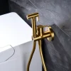 Kit Douchette anti-calcaire hygiénique encastrée WC ou Bidet Salle de Bain Or Brossé IMEX MUNICH RDM001/OC