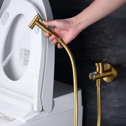 Kit Douchette anti-calcaire hygiénique encastrée WC ou Bidet Salle de Bain Or Brossé IMEX MUNICH RDM001/OC