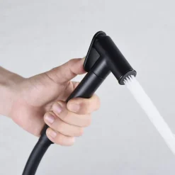 Kit Douchette anti-calcaire hygiénique encastrée WC ou Bidet Salle de Bain Noir Mat IMEX LINE RDD038/NG