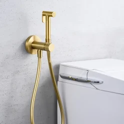 Kit Douchette anti-calcaire hygiénique encastrée WC ou Bidet Salle de Bain Or Brossé IMEX LINE RDD038/OC