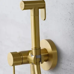 Kit Douchette anti-calcaire hygiénique encastrée WC ou Bidet Salle de Bain Or Brossé IMEX LINE RDD038/OC