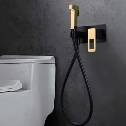 Kit Douchette anti-calcaire hygiénique encastrée WC ou Bidet Salle de Bain Noir et Or IMEX SUECIA BDC032-5/NGOLD