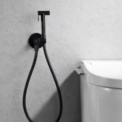 Kit Hygiène Douchette de WC / Bidet Encastré Noir Mat IMEX GENOVA RDG053/NG