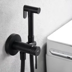 Kit Hygiène Douchette de WC / Bidet Encastré Noir Mat IMEX GENOVA RDG053/NG