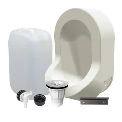 Kit spécial jardin : urinoir mural sans eau et bidon de récupération 25L - Valorisation de l'urine comme engrais - Blanc