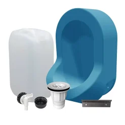 Kit spécial jardin : urinoir mural sans eau et bidon de récupération 25L - Valorisation de l'urine comme engrais - Bleu
