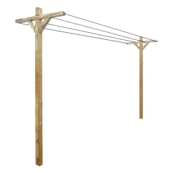 Kit étendoir à linge extérieur bois Séville + 2 supports poteaux à enfoncer