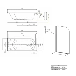 KOLO by Geberit 170x70 cm Ensemble baignoire Opal Plus universelle + Pare baignoire pivotant chrome + pieds (XWP1270000-SETP)
