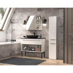 KOMMA - Meuble salle de bain 2 portes - 31x30x174 cm - Colonne rangement SDB