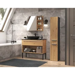 KOMMA - Meuble salle de bain 2 portes - 31x30x174 cm - Colonne rangement SDB