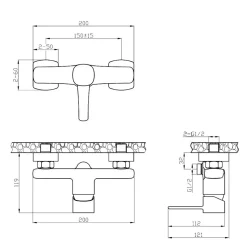 Laiton Dore Robinet Douche Salle de Bain Levier Unique Mural Melangeur