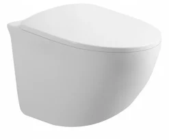 LANERI WC Suspendu Série Flipper - Cuvette Rimless sans bride Blanc Brillant - Taille 53,5 cm - Abattant Soft-Close