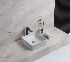 Lavabo à poser CORINTO IBI céramique 37,5x13x37,5 cm gris pietra