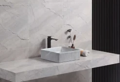 Lavabo à poser CORINTO IBI céramique 37,5x13x37,5 cm gris pietra