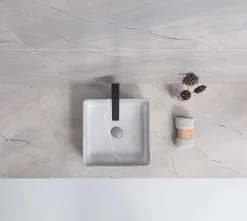 Lavabo à poser CORINTO IBI céramique 37,5x13x37,5 cm gris pietra