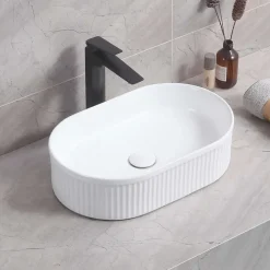Lavabo à poser CORINTO OVALO céramique 49,5x13x31 cm blanc