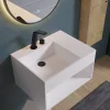 Lavabo à suspendre 60x46x35cm en fonte minérale avec espace de rangement - blanc mat - PB2158