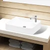 Lavabo à trou pour robinet céramique Blanc pour salle de bain