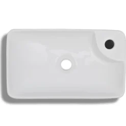 Lavabo à trou pour robinet céramique Blanc pour salle de bain