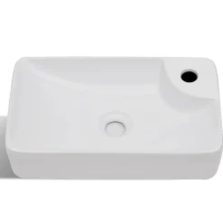 Lavabo à trou pour robinet céramique Blanc pour salle de bain