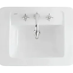 Lavabo a encastrer céramique traditionnelle SANINDUSA 3 trous Vintage blanc