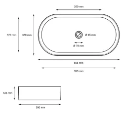 Lavabo +a poser ceramique vasque lave-mains salle de bain ovale blanc 605x380 mm