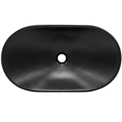 Lavabo a poser en ceramique noir moderne avec garniture de vidage 630x360x155 mm