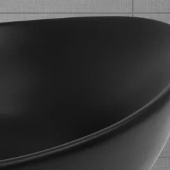 Lavabo a poser noir ceramique lave-mains salle de bain toilette 410x335x145 mm