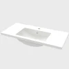 Lavabo blanc 101x47x17.5 cm, Lavabo rectangulaire en marbre artificiel, AICA SANITAIRE