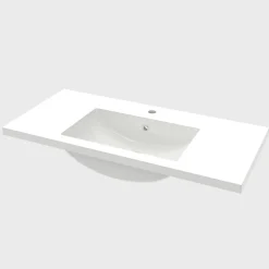 Lavabo blanc 101x47x17.5 cm, Lavabo rectangulaire en marbre artificiel, AICA SANITAIRE