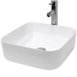 Lavabo carré ceramique vasque a poser salle de bain lave-mains blanc 390x390 cm