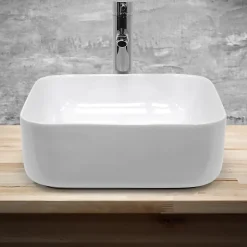 Lavabo carré ceramique vasque a poser salle de bain lave-mains blanc 390x390 cm