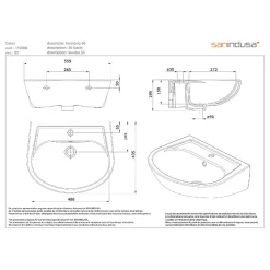 Lavabo 55cm Aveiro céramique traditionnelle SANINDUSA Cetus blanc