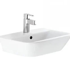 Lavabo 56cm mural céramique traditionnelle SANINDUSA Look 56x45 blanc (robinet et vidage non inclus)