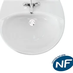 Lavabo 55cm mural céramique traditionnelle SANINDUSA Aveiro 3 trous Aveiro blanc