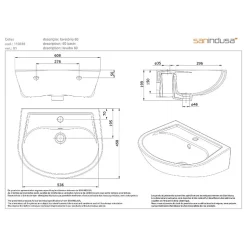 Lavabo 60cm mural céramique traditionnelle SANINDUSA Cetus blanc