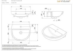 Lavabo 50cm mural céramique traditionnelle SANINDUSA Easy blanc
