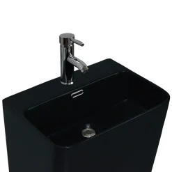 Lavabo colonne en céramique à poser, l.46 x H.85 x P.34 cm, noir, Homesight Elmo