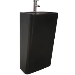 Lavabo colonne en céramique à poser, l.46 x H.85 x P.34 cm, noir, Homesight Elmo