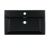 Lavabo céramique noir avec garniture de vidage lave-mains moderne 605x365 mm