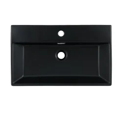 Lavabo céramique noir avec garniture de vidage lave-mains moderne 605x365 mm