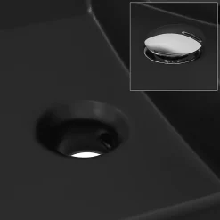 Lavabo céramique noir avec garniture de vidage lave-mains moderne 605x365 mm